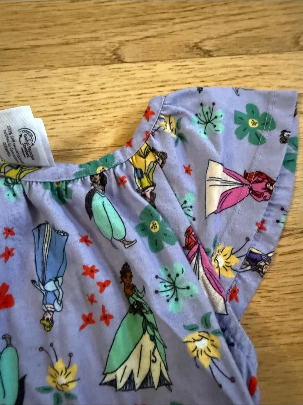 Hanna andersson Girls' Purple Princess Print Flutter Sleeve nightgown